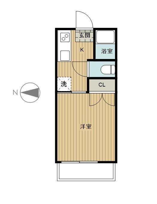 ヴィラージュ西船(1K/2階)の間取り写真