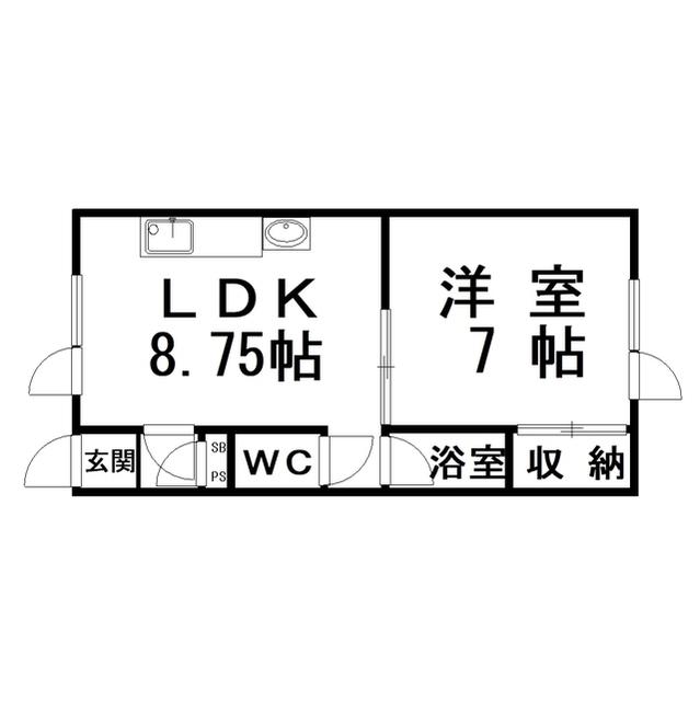 グランドハイツ(1LDK/2階)の間取り写真