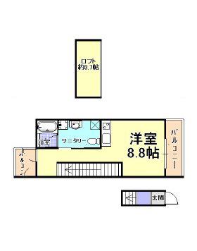 ヴィアノ芦屋親王塚(1K/2階)の間取り写真
