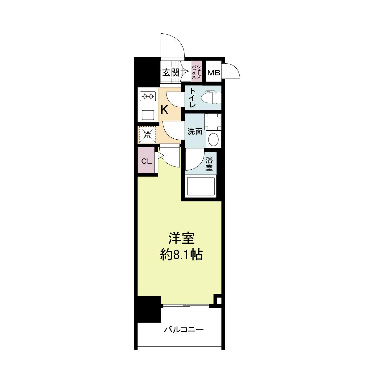 FORTUNEY大手前(1K/7階)の間取り写真