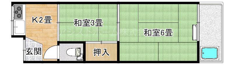 浜寺石津コーポ(2K/1階)の間取り写真