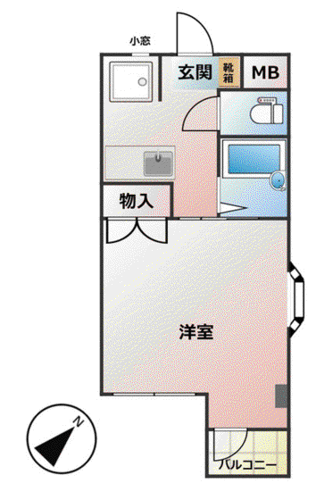 エル新大江(1K/5階)の間取り写真