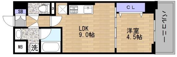 ARBRE都島(1LDK/6階)の間取り写真