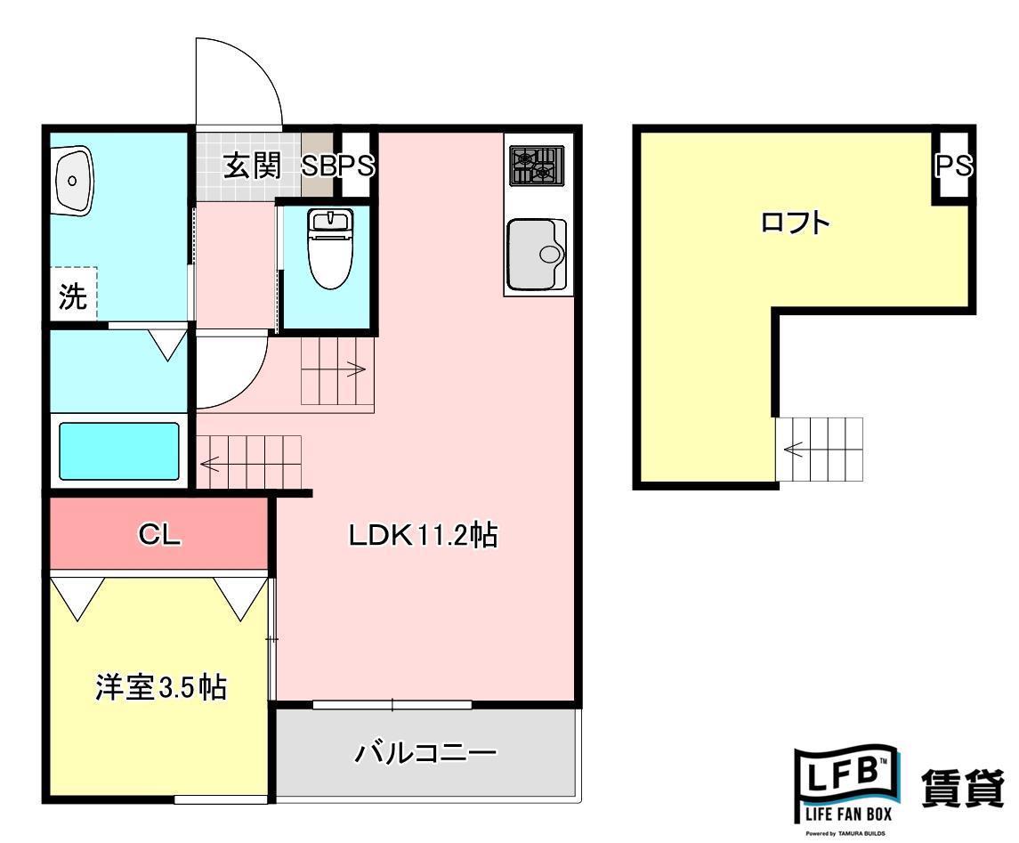 LFB APARTMENT幡生(1LDK/1階)の間取り写真