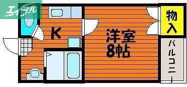 ハイエスト 田町(1K/4階)の間取り写真