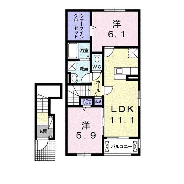 フジノアール(2LDK/2階)の間取り写真
