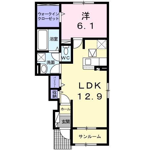 サンフローラ(1LDK/1階)の間取り写真