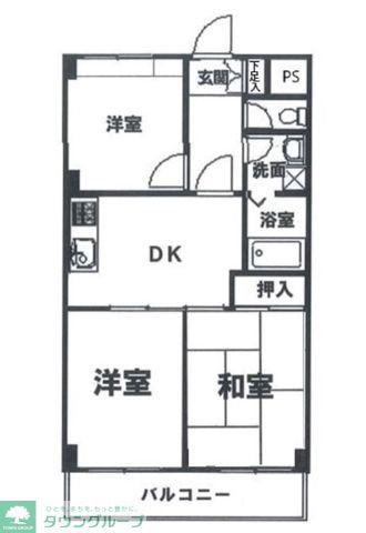 ブルームライフ市川(3DK/3階)の間取り写真