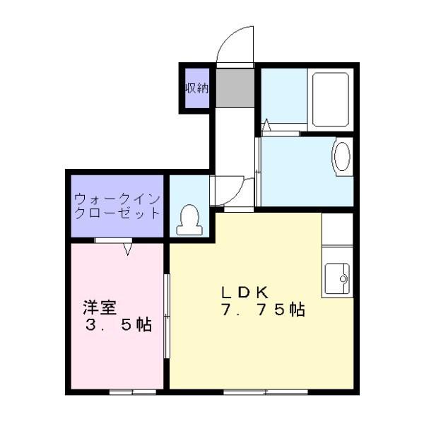 コンフォート新野辺 C棟(1DK/1階)の間取り写真