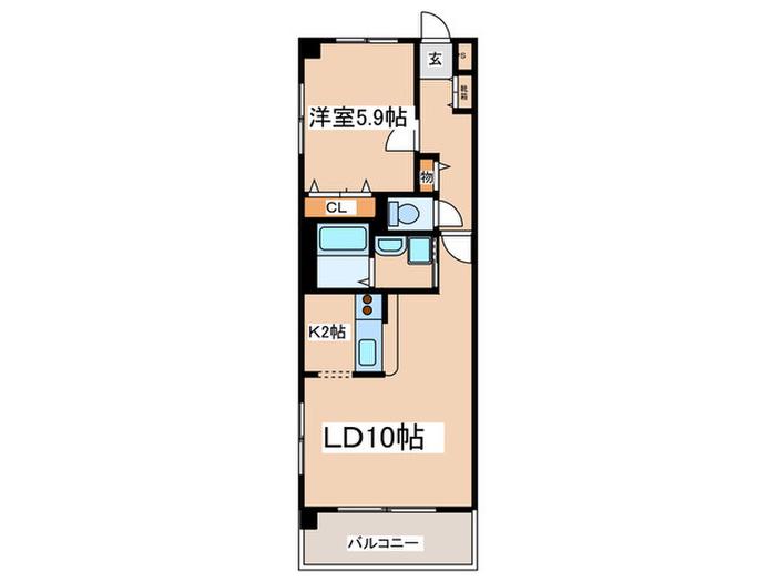 ESUPERIA東海岸(1LDK/2階)の間取り写真