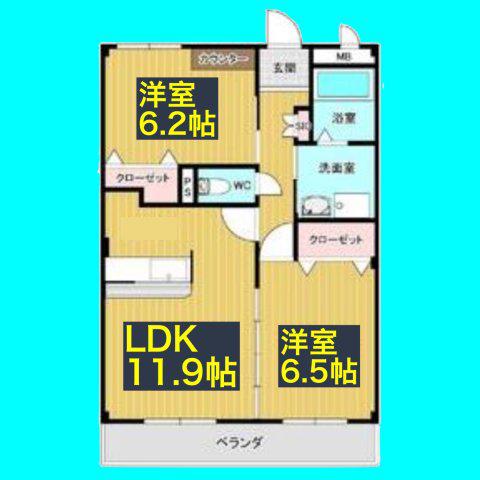 アムール ディアコートII(2LDK/3階)の間取り写真