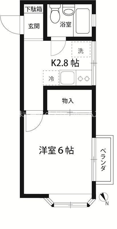 キャッスル前野(1K/1階)の間取り写真