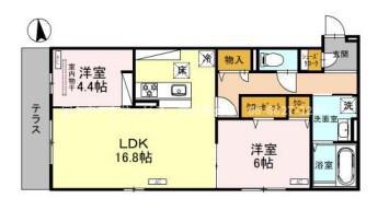 ルシェーナ西田辺(2LDK/1階)の間取り写真
