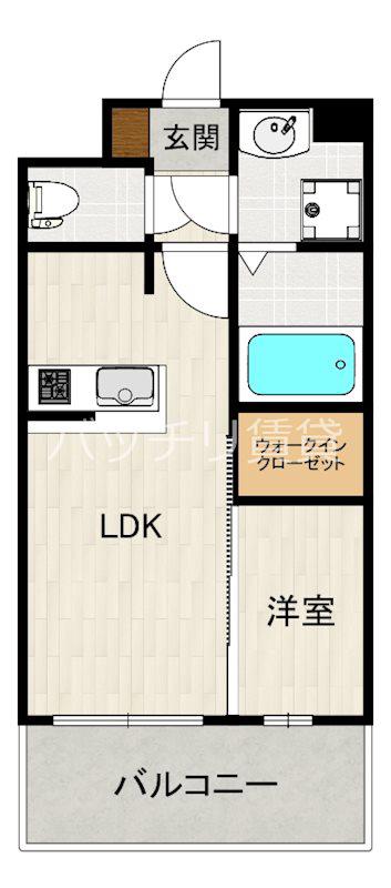 グランフォーレ千早プレミア(1LDK/15階)の間取り写真