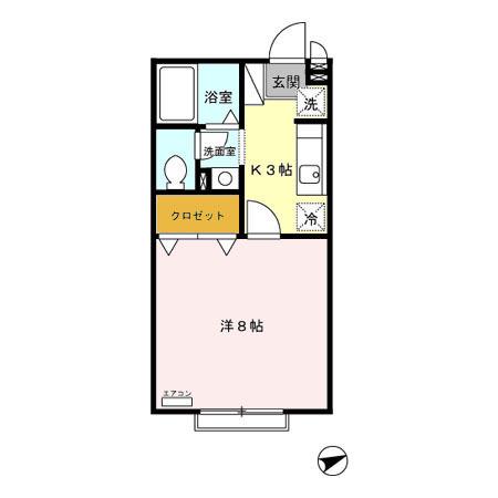 クレールIII(1K/2階)の間取り写真