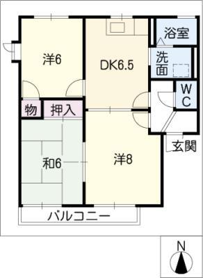 ポールプラン(3DK/1階)の間取り写真