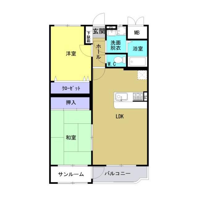 シュエット入善(2LDK/2階)の間取り写真