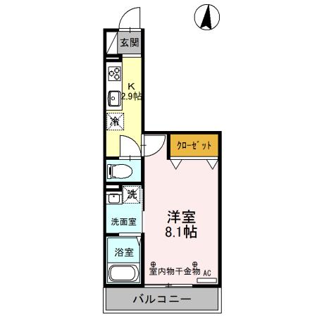 東武伊勢崎線 細谷駅(群馬) 徒歩23分 3階建 築10年(1K/3階)の間取り写真