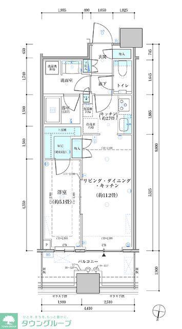 パークタワー勝どき サウス棟(1LDK/9階)の間取り写真