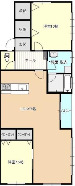 ハピネスリンクII(2LDK/1階)の間取り写真