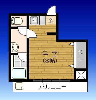 井下カウベル帝塚山(ワンルーム/1階)の間取り写真