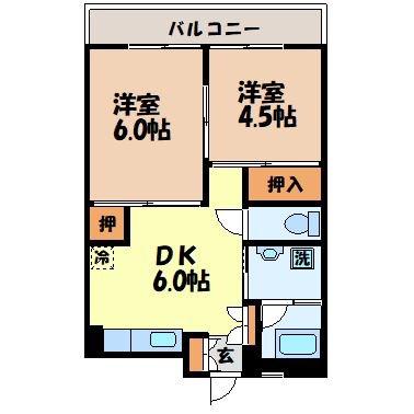 ロイヤルハイツ福山(2DK/2階)の間取り写真