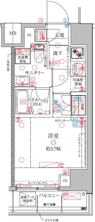 クレヴィスタ横浜関内(1K/7階)の間取り写真