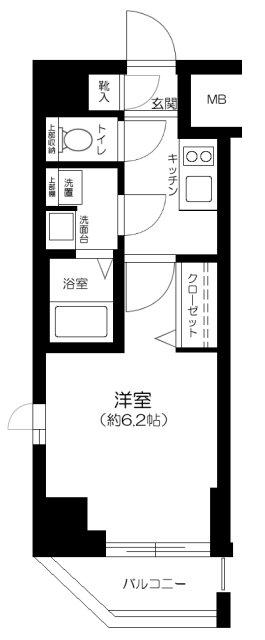 ガリシア品川(1K/5階)の間取り写真