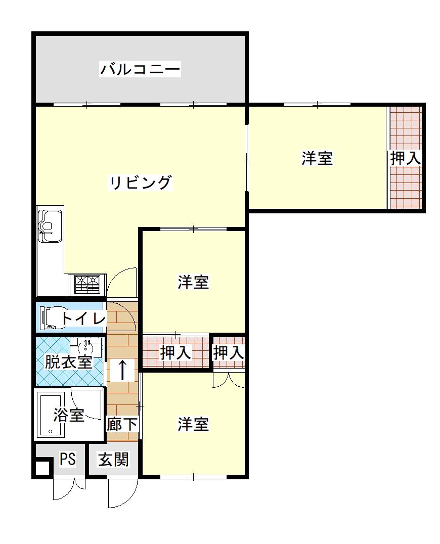 森ハイツ(3LDK/8階)の間取り写真