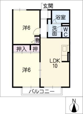 ヴィラ サイドパーク(2LDK/1階)の間取り写真