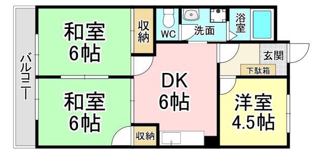 シャトレ熊西III(3DK/2階)の間取り写真