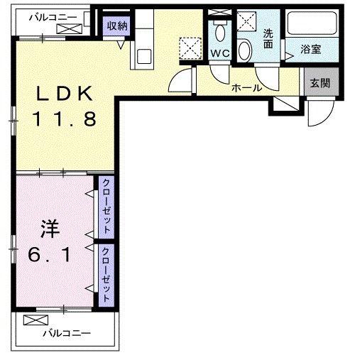 プランドール湘南(1LDK/2階)の間取り写真