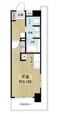 ウィルドゥ浜崎通(ワンルーム/9階)の間取り写真