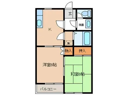 中村コーポ(2DK/2階)の間取り写真