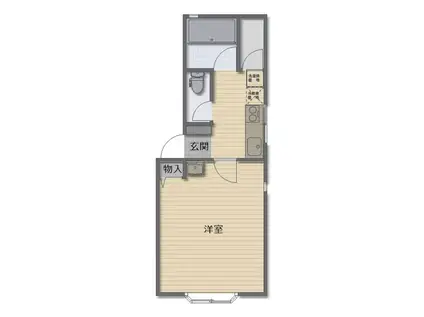 コーポ桜町B棟(1K/2階)の間取り写真