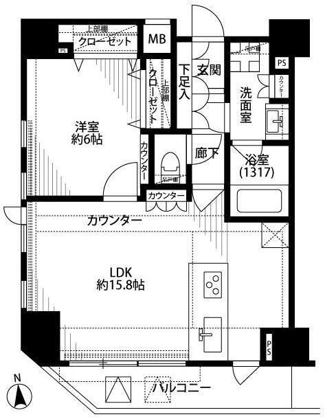 プレール・ドゥーク浜松町(1LDK/12階)の間取り写真