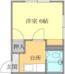 コーポ門脇B(1K/2階)の間取り写真