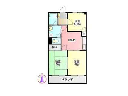 リンピア水主町(3DK/3階)の間取り写真