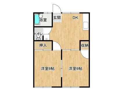 ユニティー郡山(2DK/1階)の間取り写真
