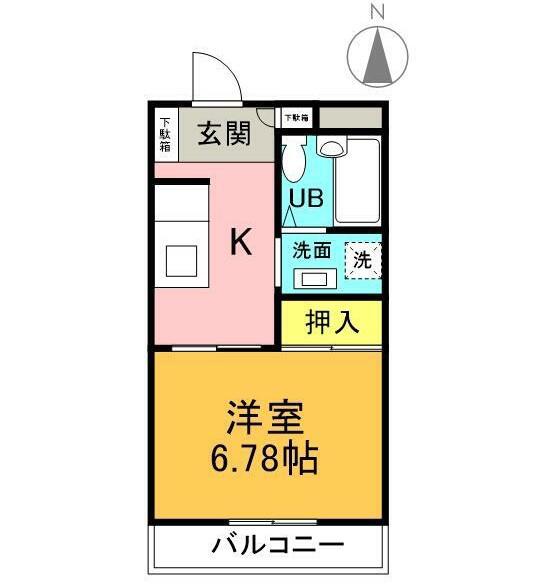 バースランド安積(1K/3階)の間取り写真