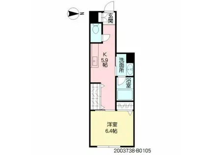 積水ハウスの1K(1K/1階)の間取り写真