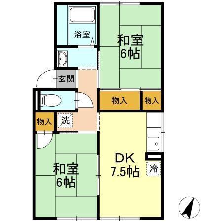コーポ佐藤(2DK/1階)の間取り写真