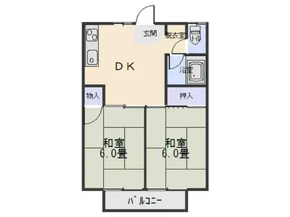 プラザエリーゼA棟(2DK/2階)の間取り写真