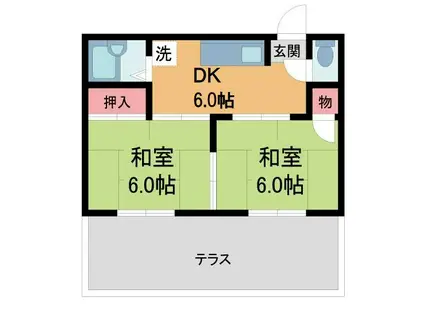 ファミール仁川I(2DK/1階)の間取り写真