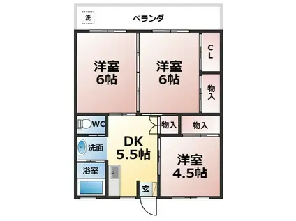 国崎ビル3(3DK/4階)の間取り写真