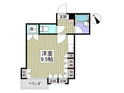 竹林マンションI(ワンルーム/3階)の間取り写真