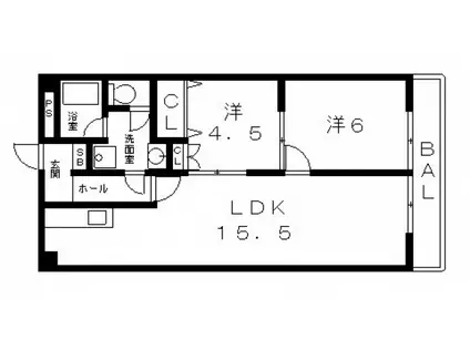 東山本ハイツ(2LDK/3階)の間取り写真