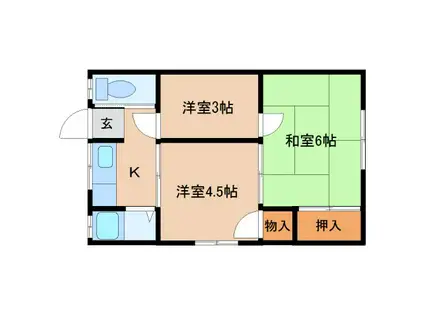 平和荘(3K/1階)の間取り写真