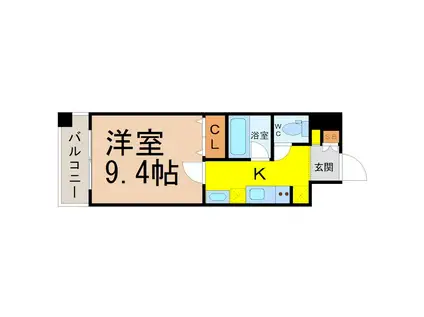 カスタリア志賀本通(1K/7階)の間取り写真