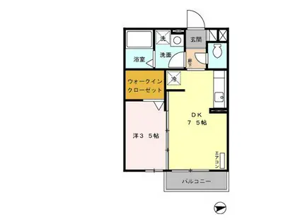 スプランドゥールA(1DK/2階)の間取り写真